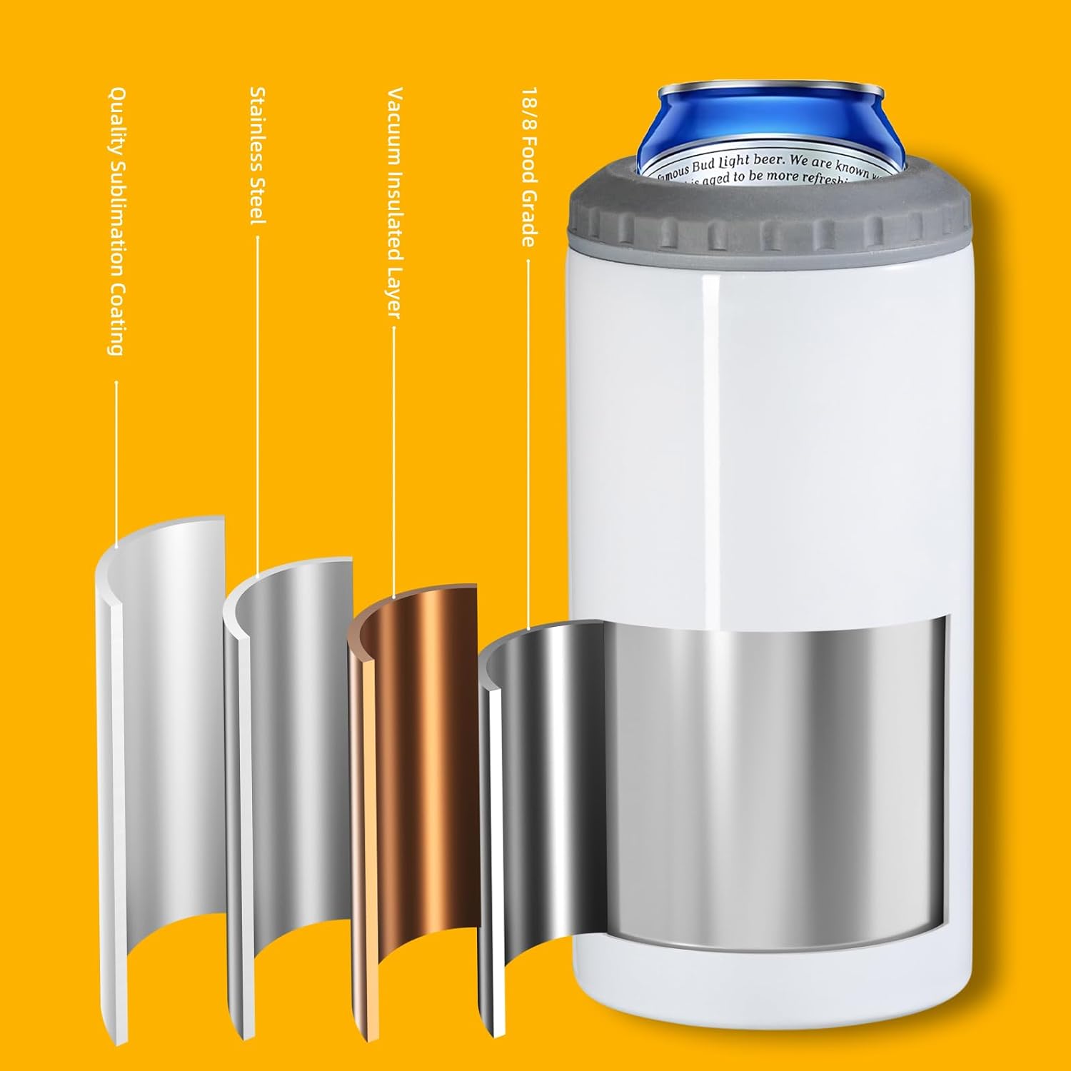 4-in-1 Stainless Steel Insulated Bottle/Can Holder