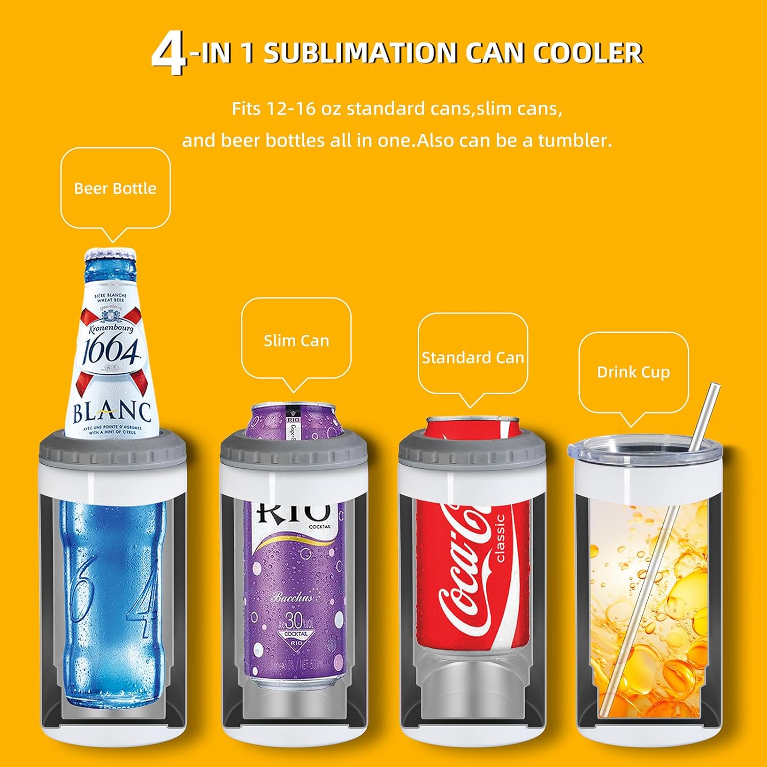 4-in-1 Stainless Steel Insulated Bottle/Can Holder