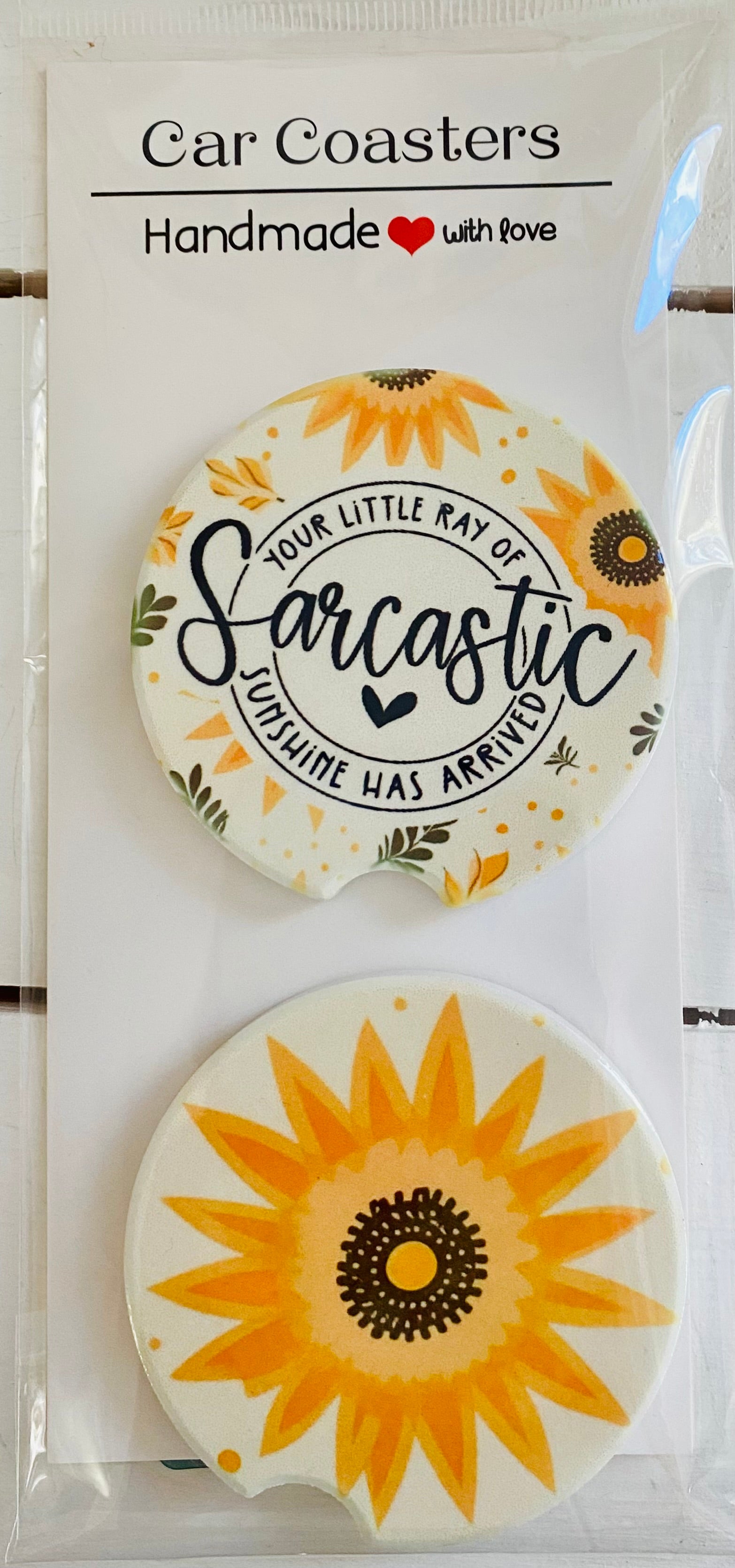 Sarcastic Ray of Sunshine -  Car Coasters - Set of 2