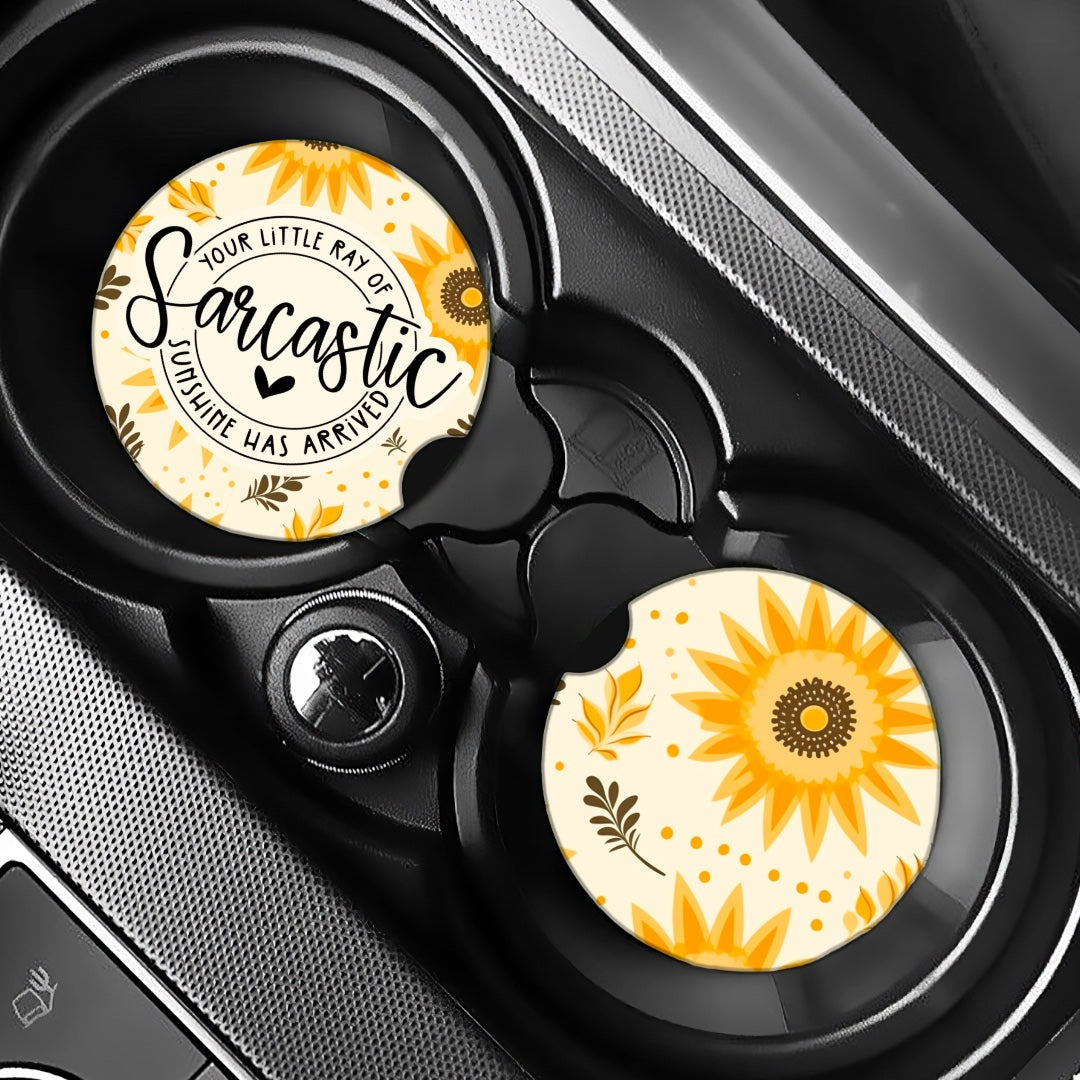 Sarcastic Ray of Sunshine -  Car Coasters - Set of 2