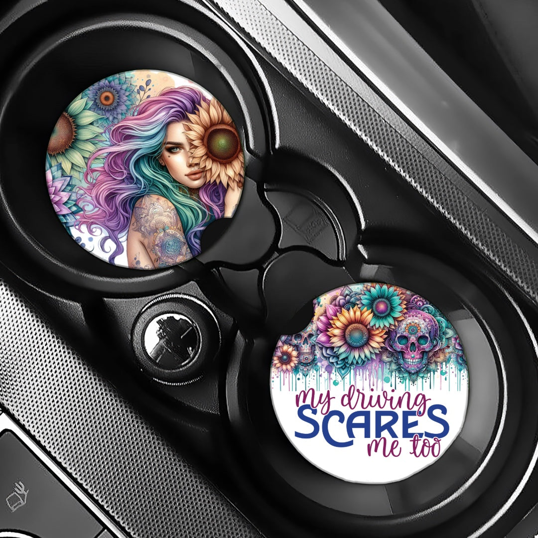 My Driving Scares Me Too -  Car Coasters - Set of 2