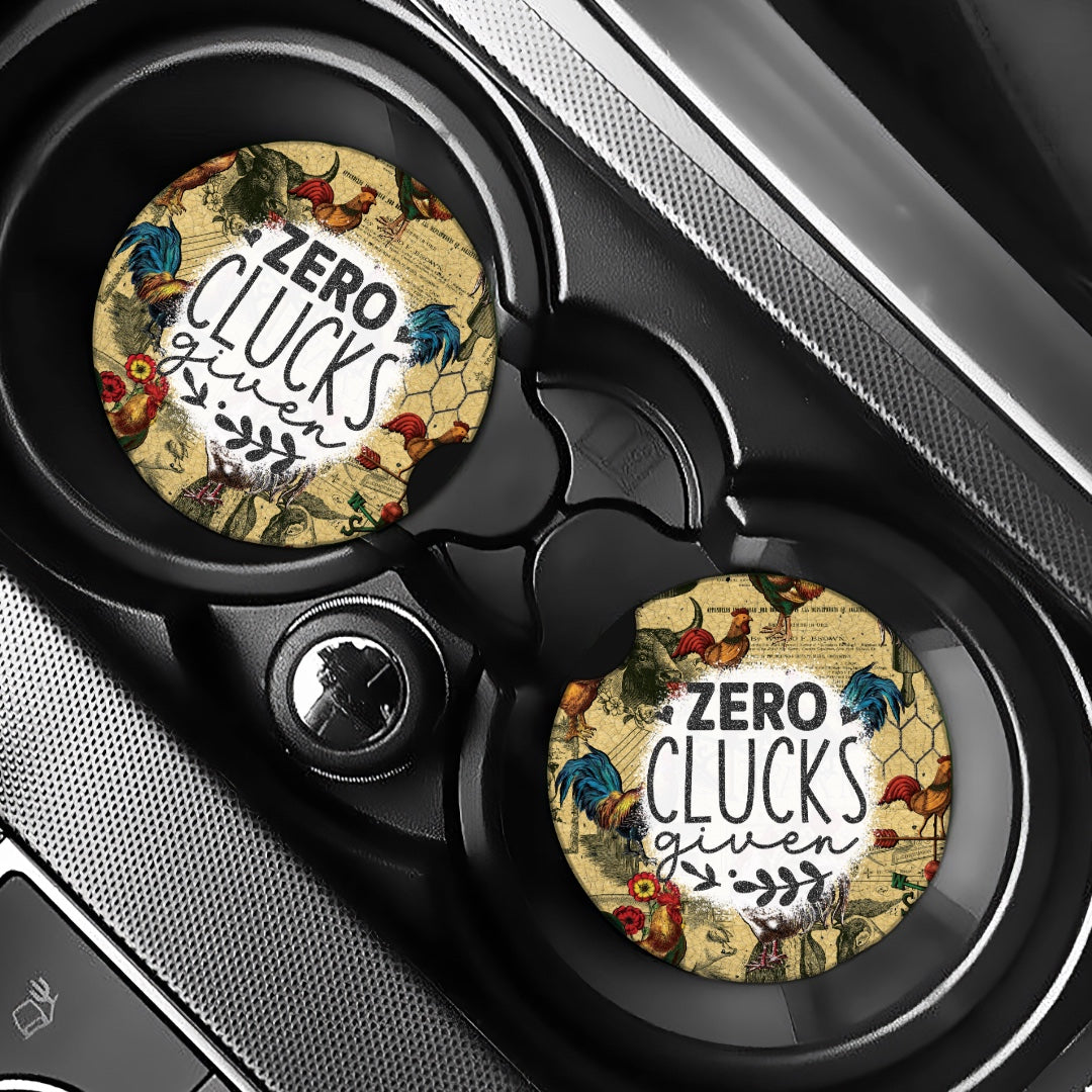 No Clucks Given - Car Coasters - Set of 2